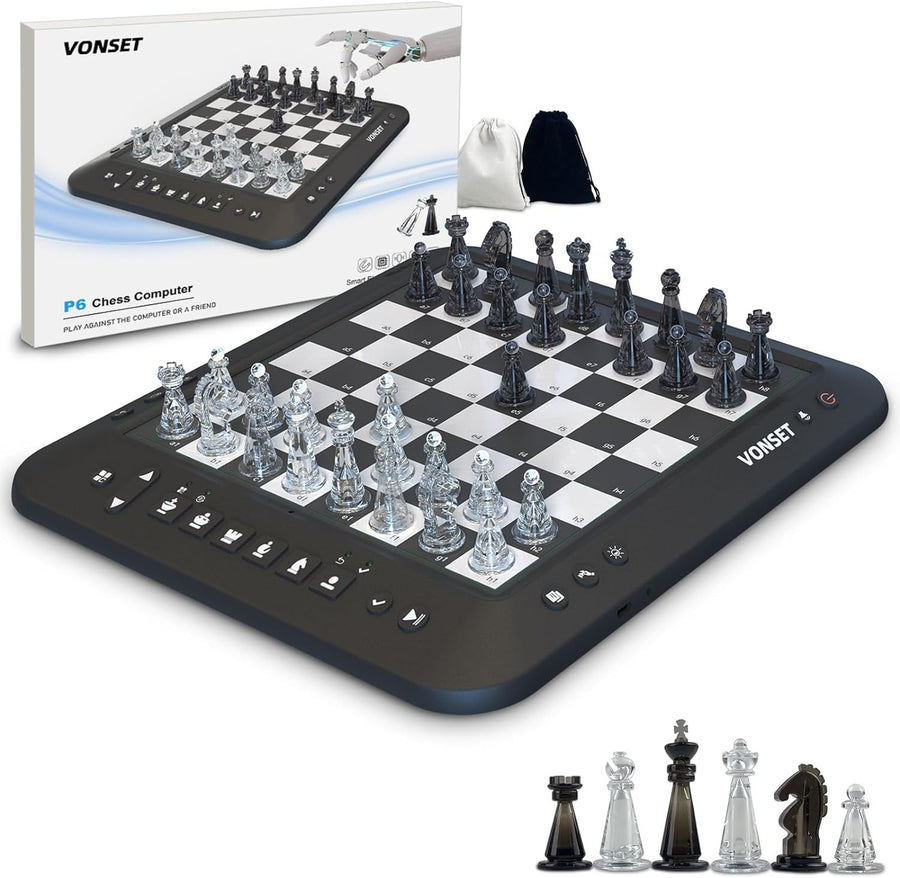 Electronic Chess Set w/ LED Lights, Talking Trainer & Magnetic Computer Board