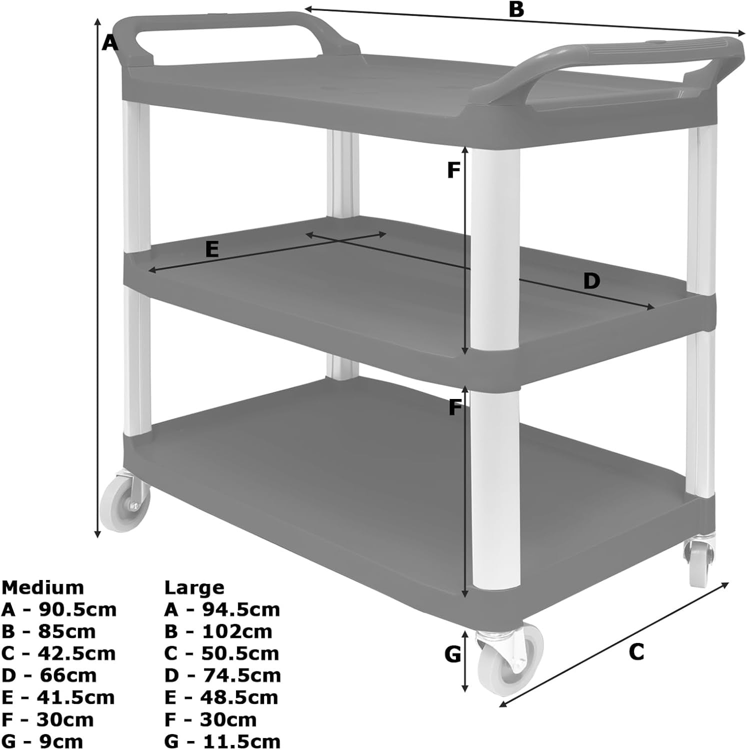 3 Tier Serving Trolley on Wheels Heavy Duty Tea Cart Kitchen Utility Black