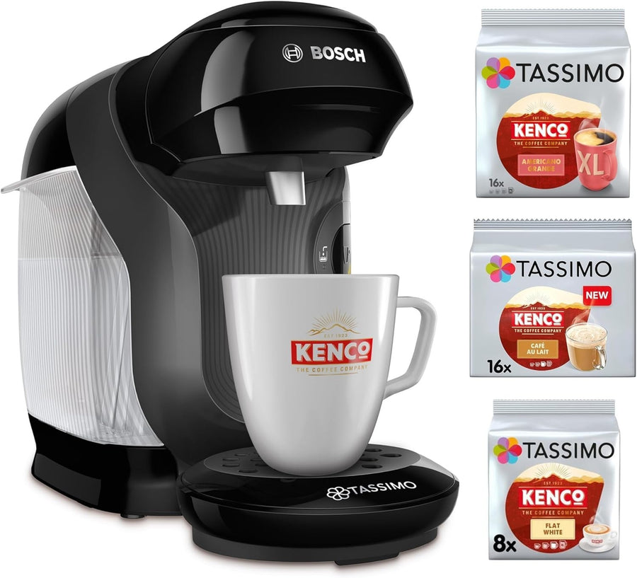 Pod Coffee Machine Starter Bundle | 40 Drinks Included | Auto Clean | 0.7L