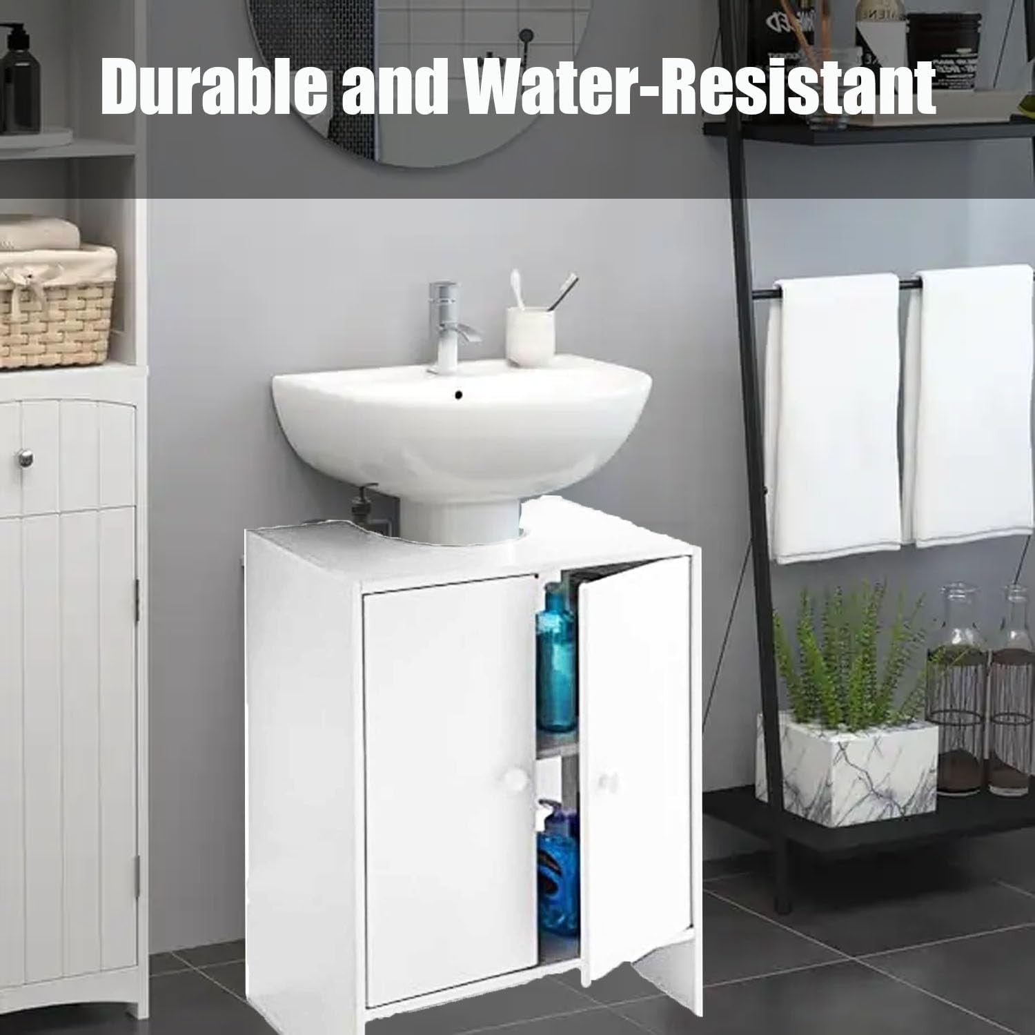 Modern White Under Sink Bathroom Cabinet Storage Cupboard Vanity Unit