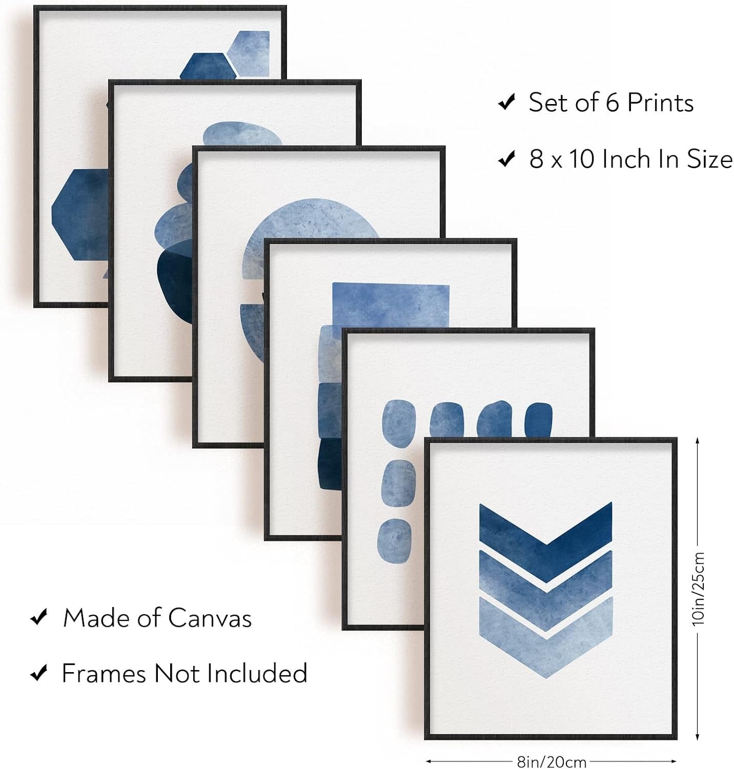 Blue Abstract Wall Art Prints 6pc 8x10in Unframed