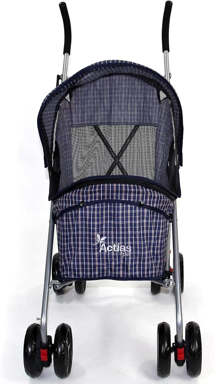 Pet Travel Stroller Dog Cat Pushchair Waterproof Cover Foldable 4 Wheel Blue