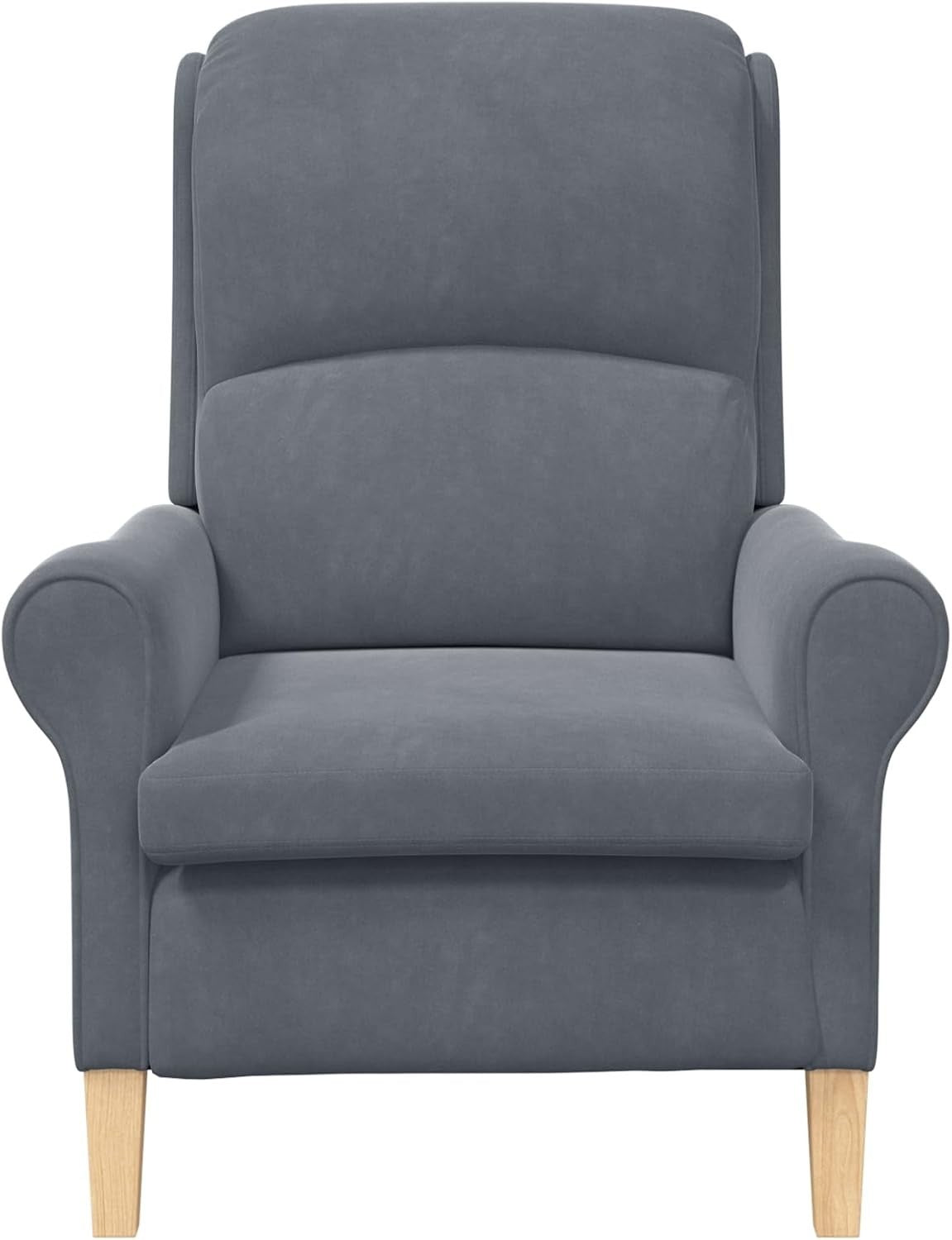 Grey Recliner Armchair Fabric Wingback Chair Wood Legs Lounge