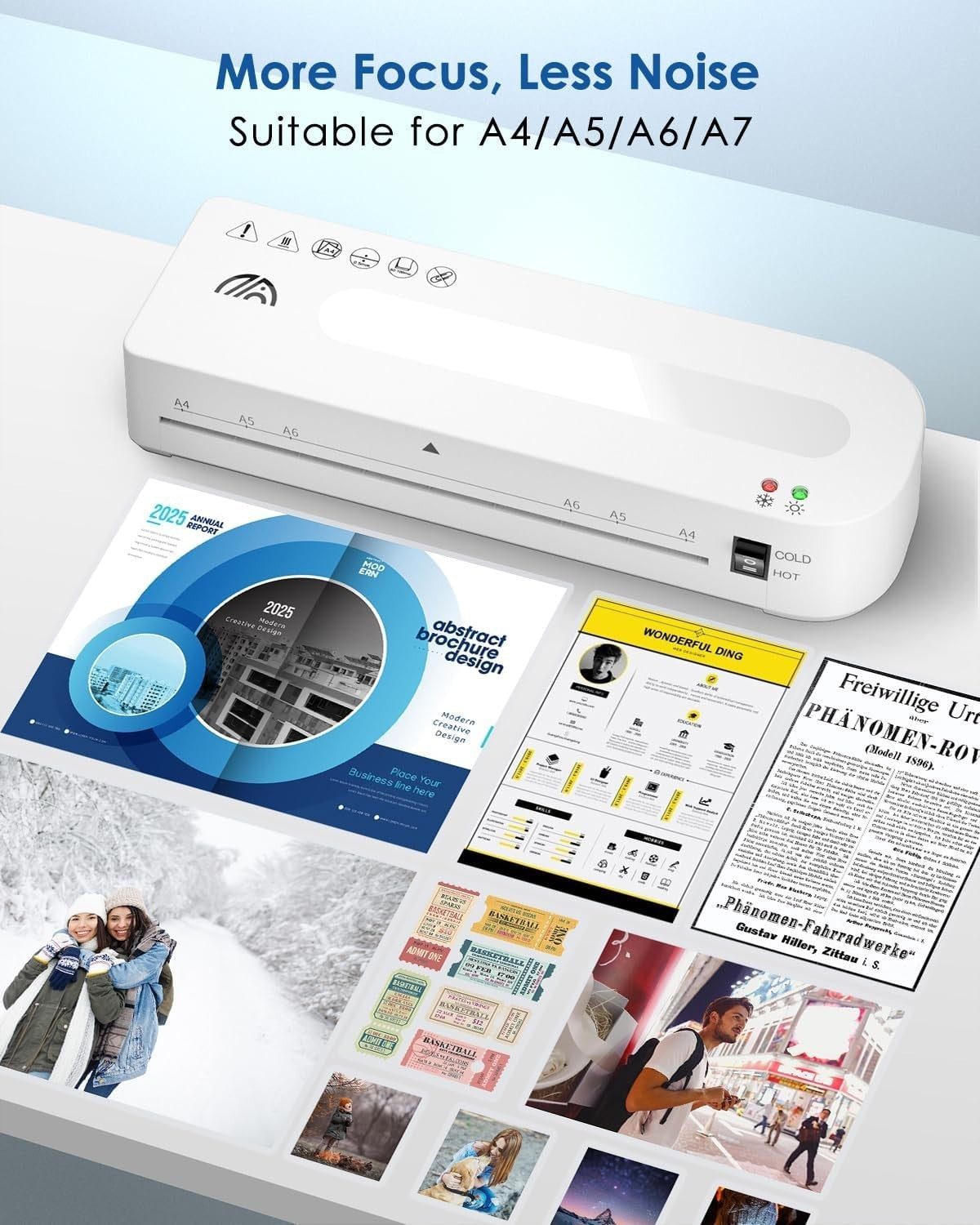 A4 Laminator Hot Cold Fast 90s Warm Up Anti Jam + 50 Pouches