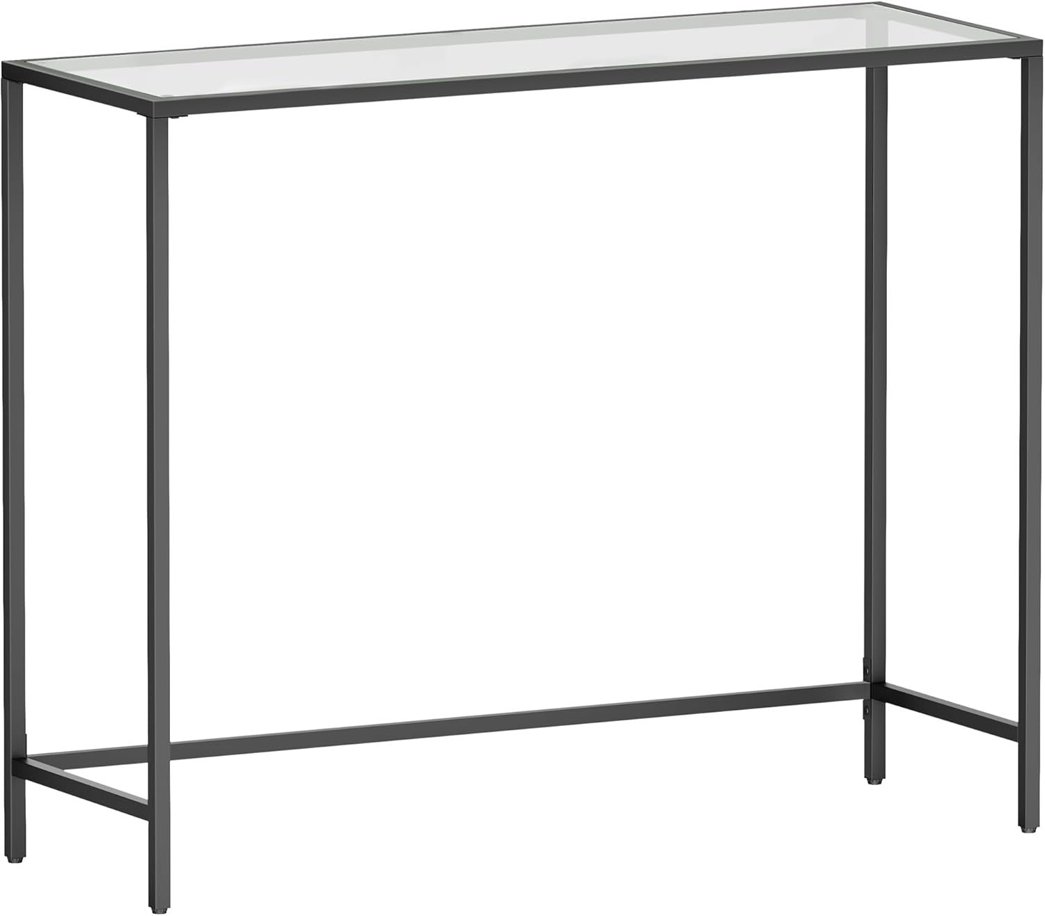 Slim Console Table Tempered Glass Top Metal Frame | 35D x 100W x 80H cm Black