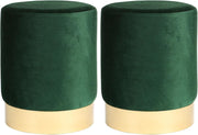 Green Velvet Round Pouffe Footstool Modern Accent Seat 29x36cm