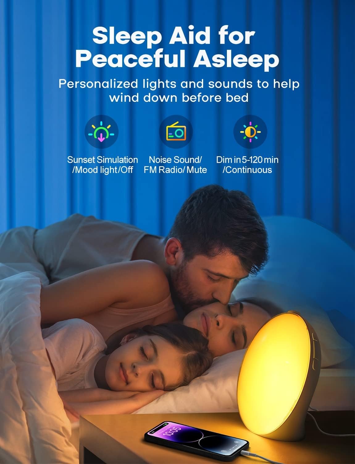 Sunrise Wake Up Light Alarm Clock FM Radio Display Dual Alarm