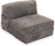 Fold Out Futon Chair Bed Single Sofa Corduroy Grey Portable Small Space