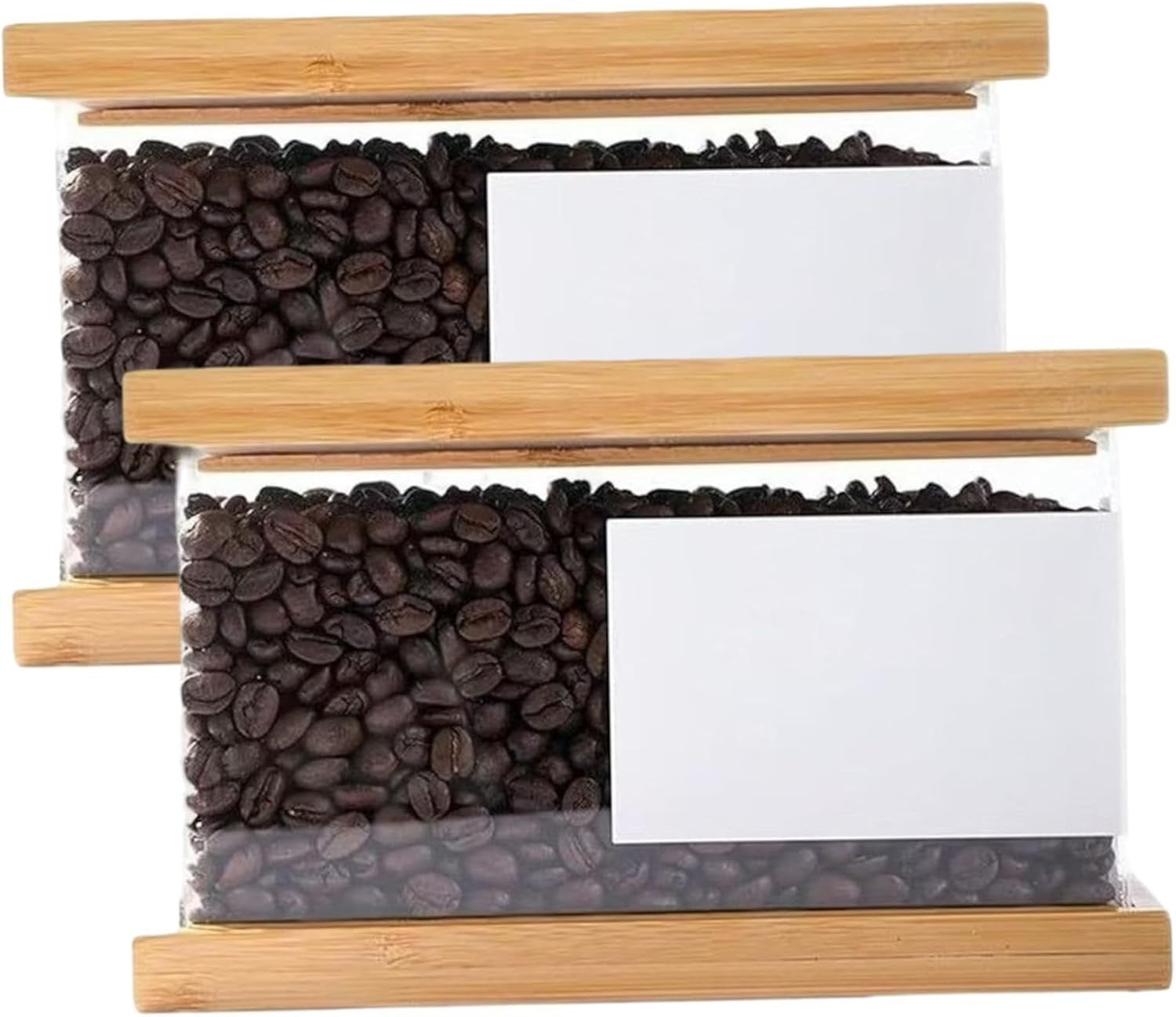 2PCS Wooden Cereal Storage Containers Airtight Snack Rice Dispenser