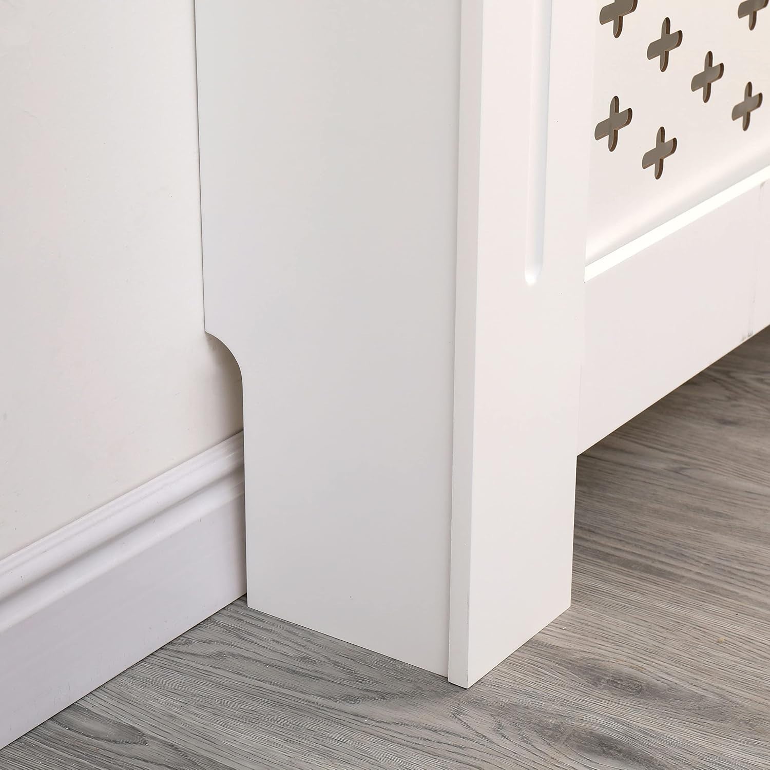 Medium White Radiator Cover MDF Satin Finish Decorative Cabinet