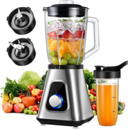 1200W Blender Smoothie Maker 2-in-1 Glass Jug Ice Crusher 3 Speed