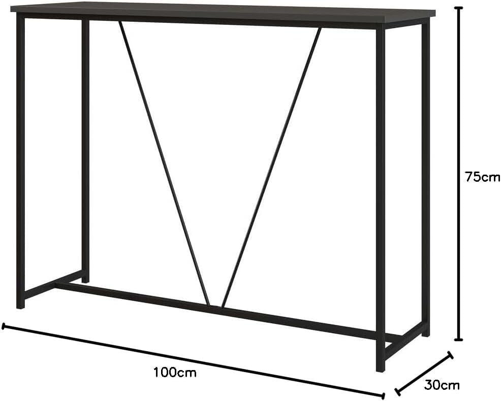 Slim Modern Console Table with Metal Frame & Display Shelf, 100cm