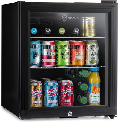 46L Mini Fridge Cooler Drinks Wine Beer LED Light Lock Energy Efficient
