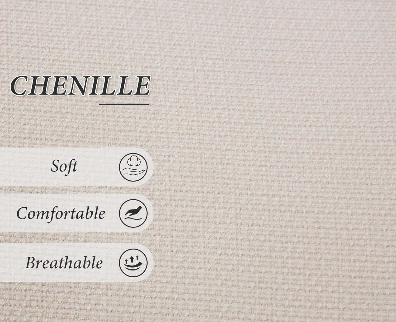 Beige Chenille Accent Chair Upholstered Tub Armchair