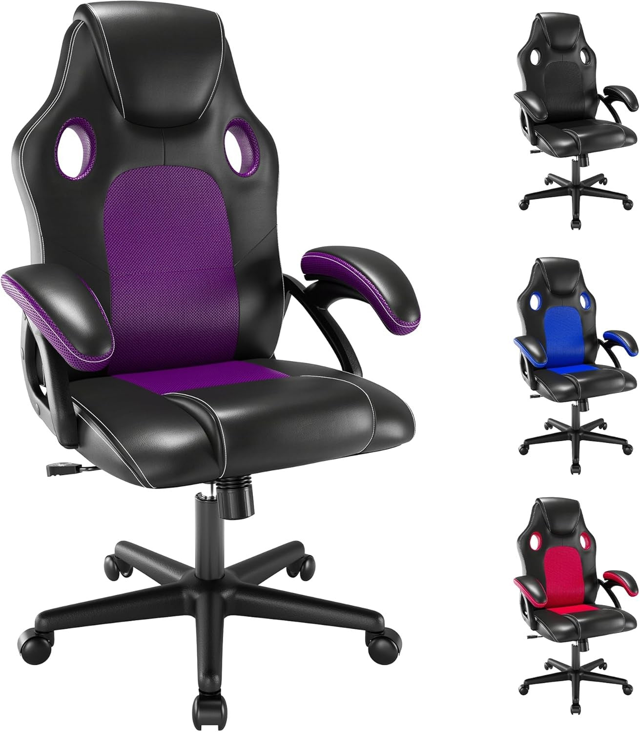Ergonomic Office Gaming Chair High Back Mesh Lumbar Faux Leather