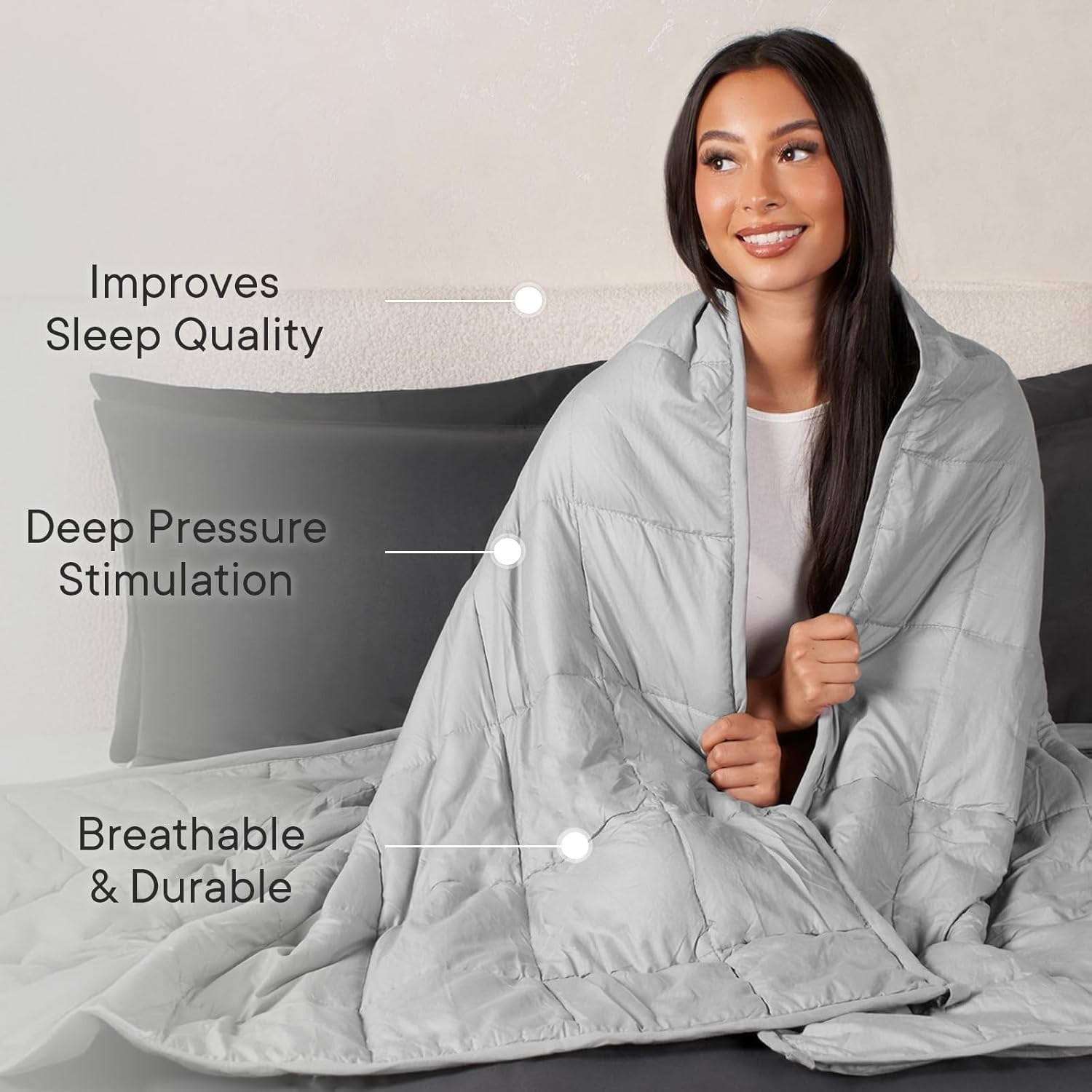 Weighted Blanket Adults Silver Grey 6kg 125x180cm Calming Sleep Aid