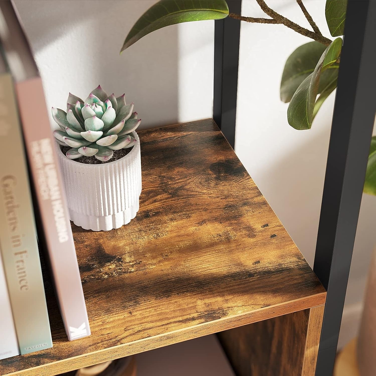 Industrial Cube Bookcase Storage Shelf – Rustic Brown Room Divider & Display Rac