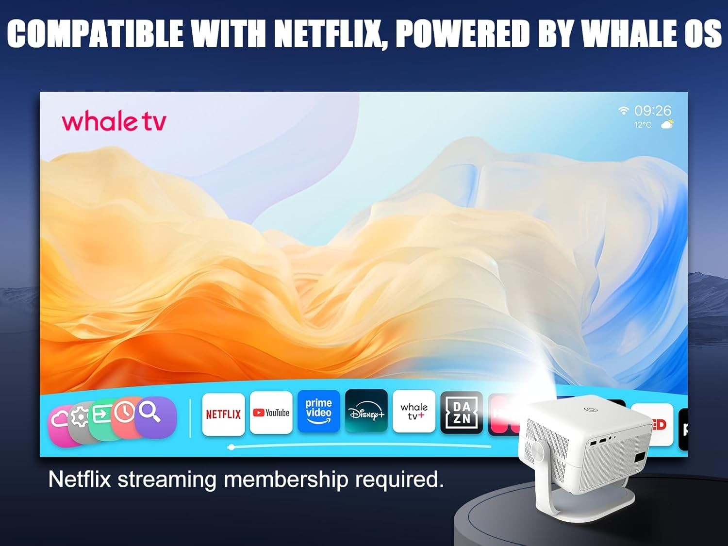Smart 1080P Projector 400 ANSI Android 13 WiFi Bluetooth Auto Focus