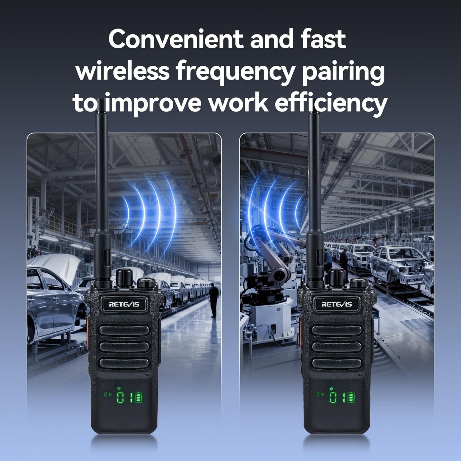 Long Range Professional Walkie Talkies 2 Pack 2600mAh Speaker Mic