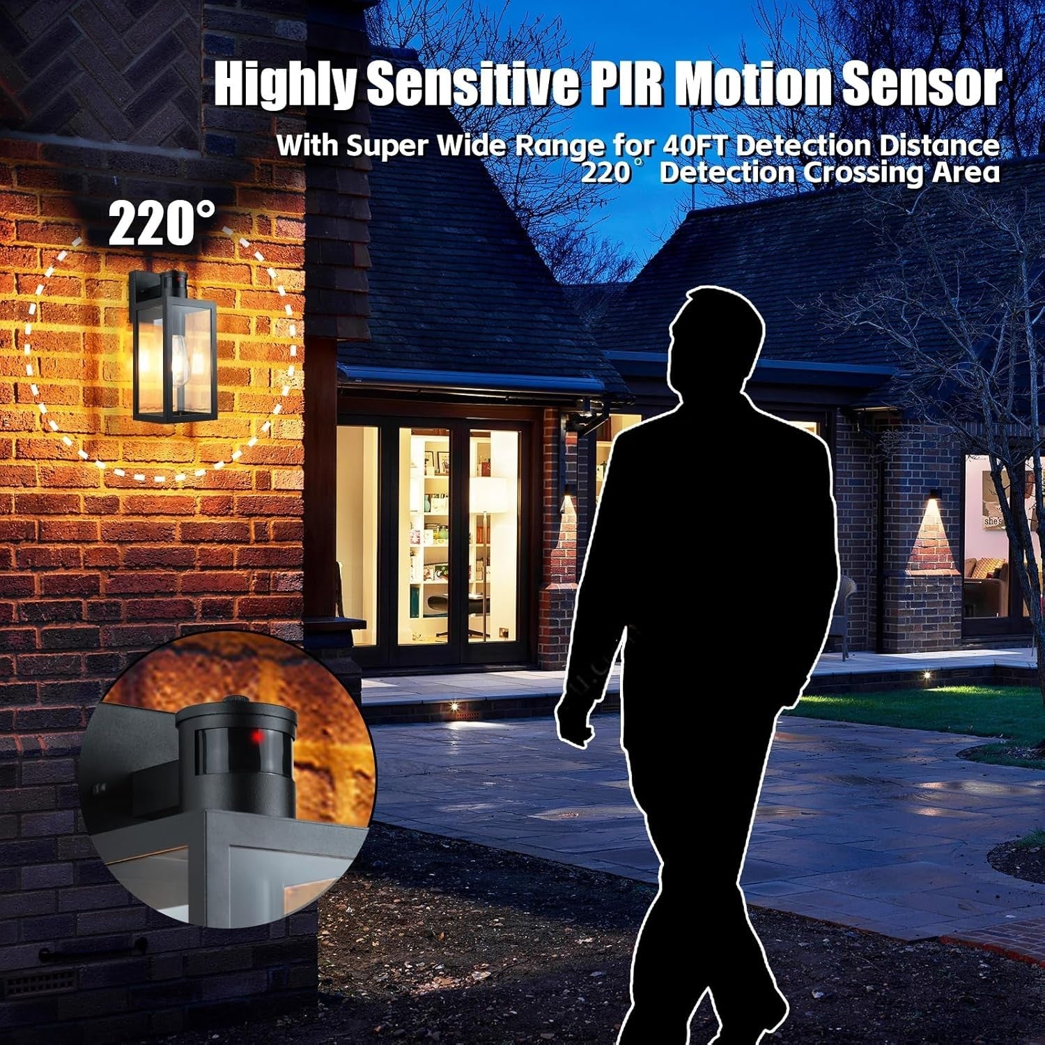 Outdoor Motion Sensor Wall Light Black | Dusk to Dawn Energy Saving