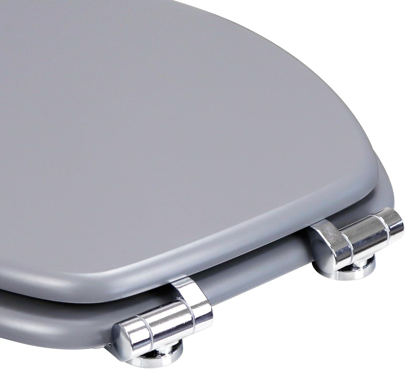 Grey Wooden Toilet Seat MDF Soft Close Adjustable Hinges 43.5x37.5cm