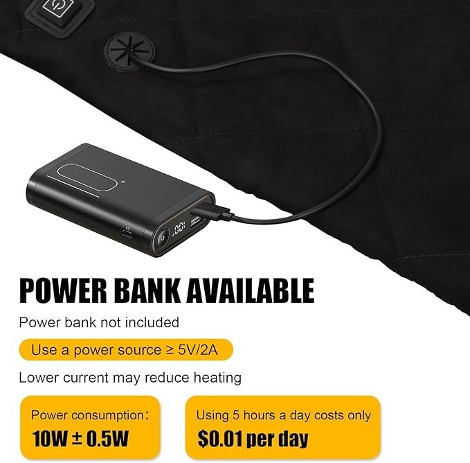 Portable Heated Seat Pad USB Powered 3 Heat Levels Foldable Outdoor Cushion
