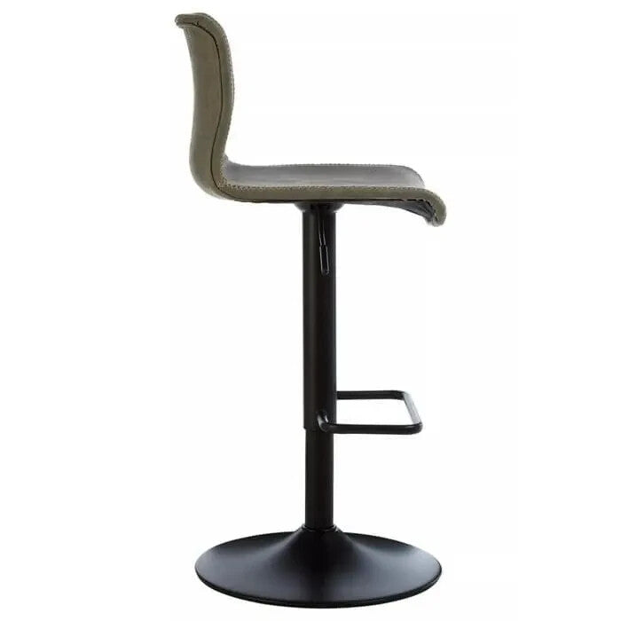 Set of 2 Grey High Back Bar Stools Adjustable Swivel Chairs with Footrest