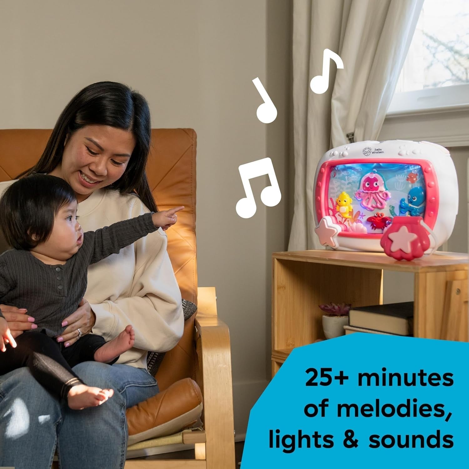 Baby Sleep Soother & Crib Toy – Light Effects, Remote, Pink, Infant Newborn