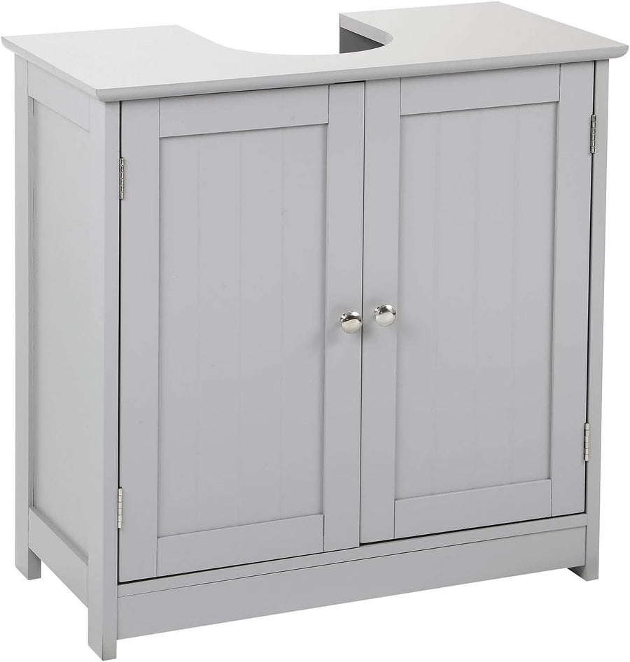 Grey Under Sink Bathroom Cabinet 2 Door Storage Cupboard 60x30x60cm