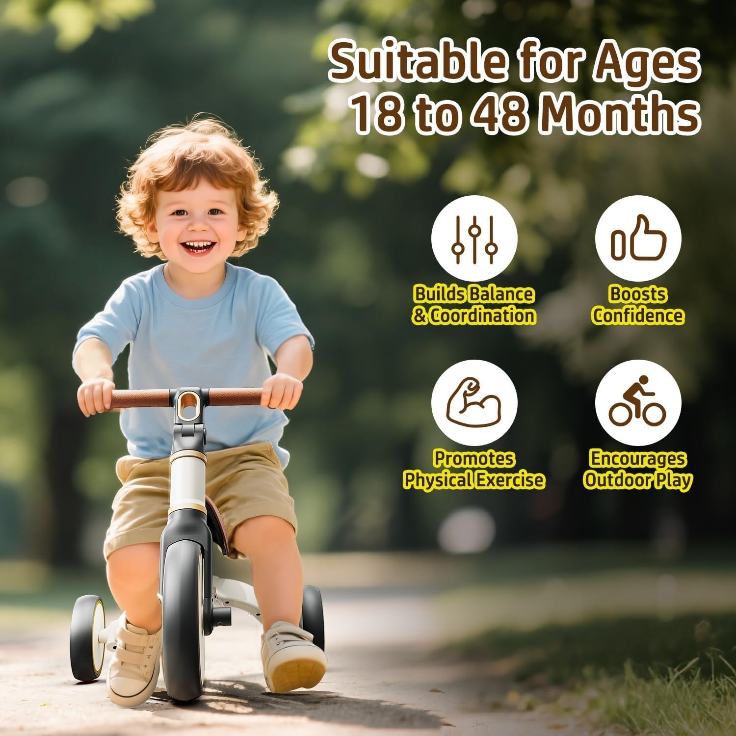 3 in 1 Toddler Balance Bike Tricycle Ride On Toy Kids Age 18M-4Y
