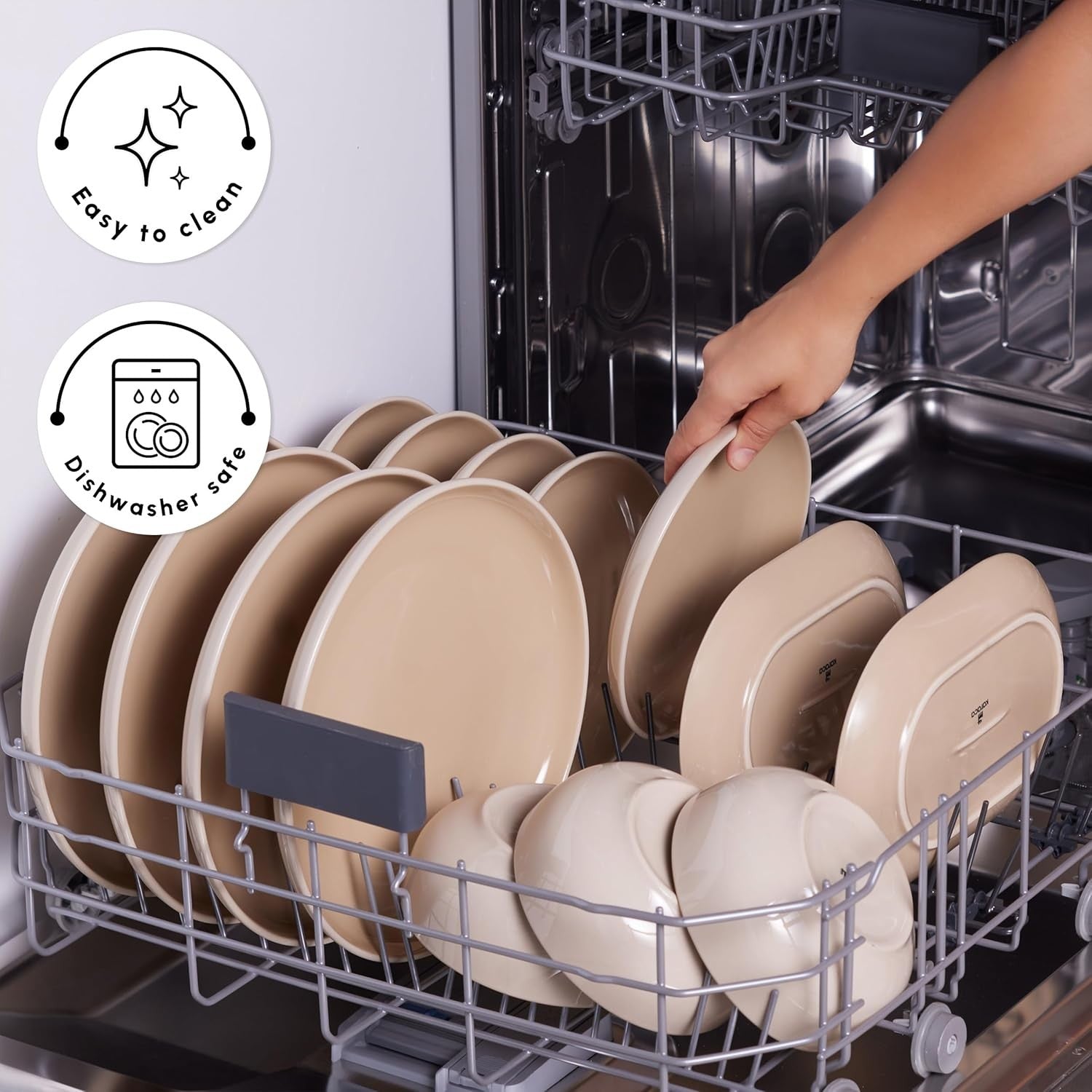 36 Piece Stoneware Dinner Set for 8 Plates Bowls Pasta Dishwasher Safe