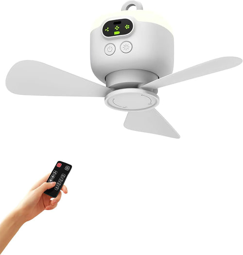 Vulaop 8000mAh Camping Fan with Light, USB Rechargeable, 3-Speed, Remote, Timer