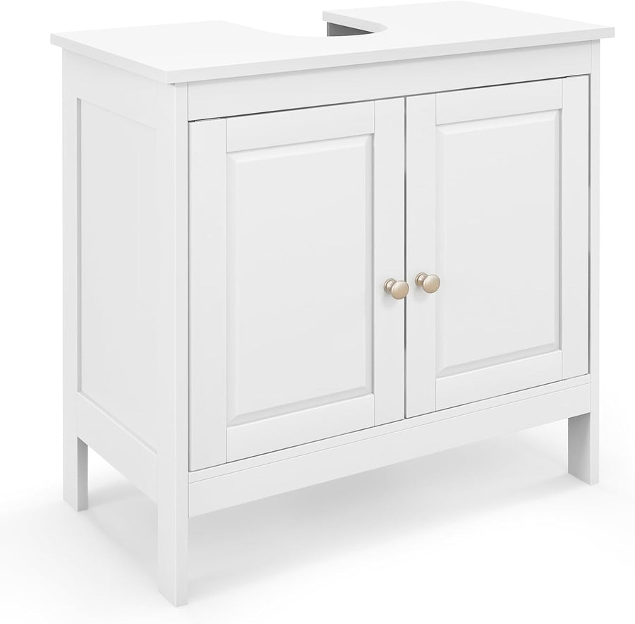 Under Sink Bathroom Cabinet 2 Door Storage Cupboard 60x30x62cm White