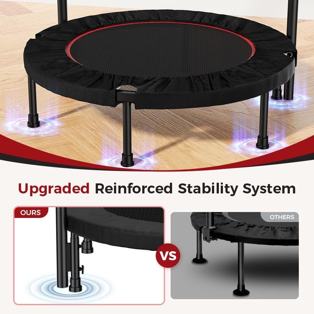 40in Heavy Duty Fitness Rebounder Adjustable Handle Quiet Indoor