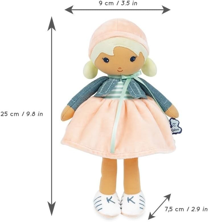 25cm Soft Fabric Baby Doll Modern Style Cuddly First Doll Name Ribbon Gift