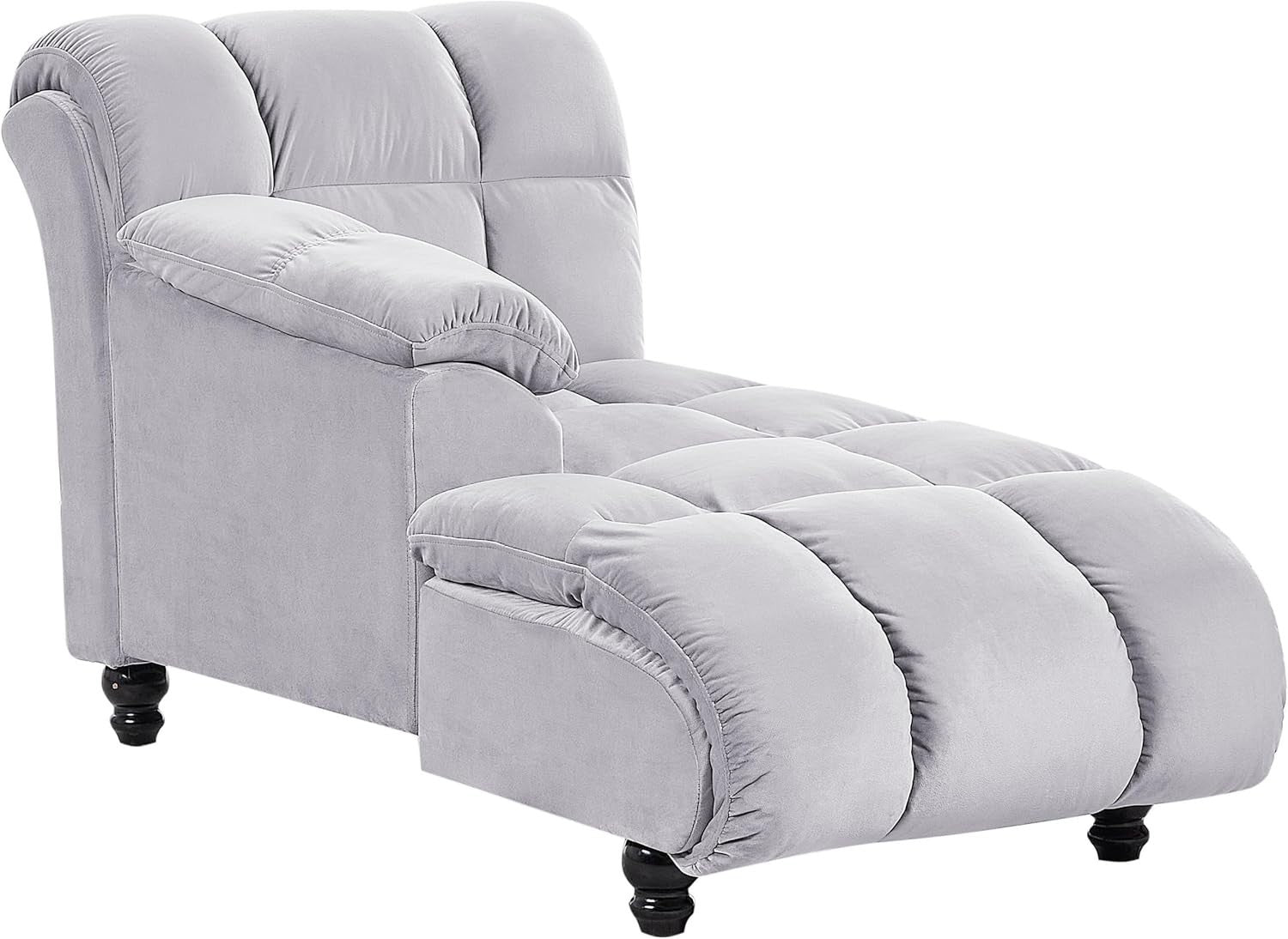 Modern Velvet Right Hand Chaise Lounge Grey Upholstery Black Legs