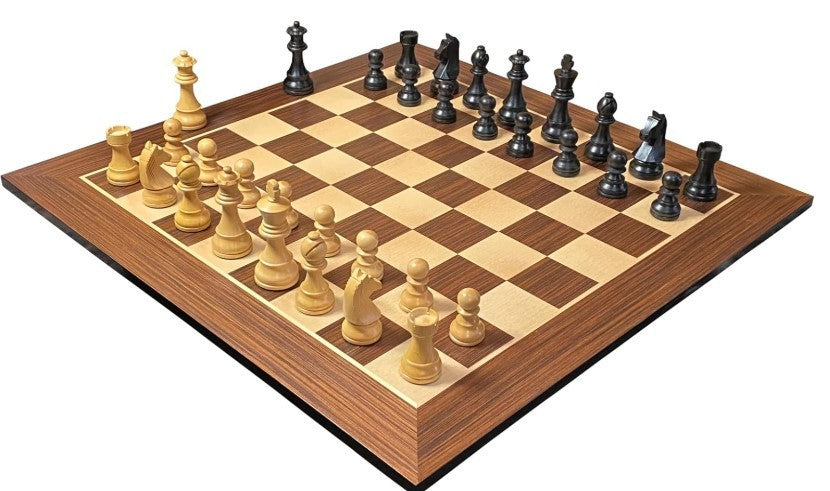 Luxury 3.75" Ebonised Chess Set with 20" Wenge Board & Storage Box