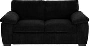 Black 2 Seater Jumbo Cord Sofa Compact Couch for Small Rooms Flats Home