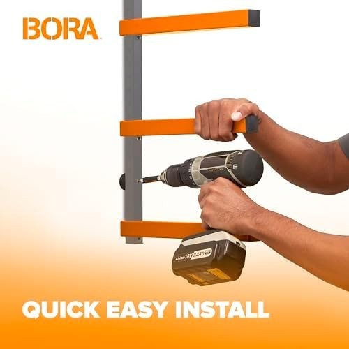 6-Level Wall-Mount Lumber Rack 106x10x7.6cm Heavy-Duty Steel Orange
