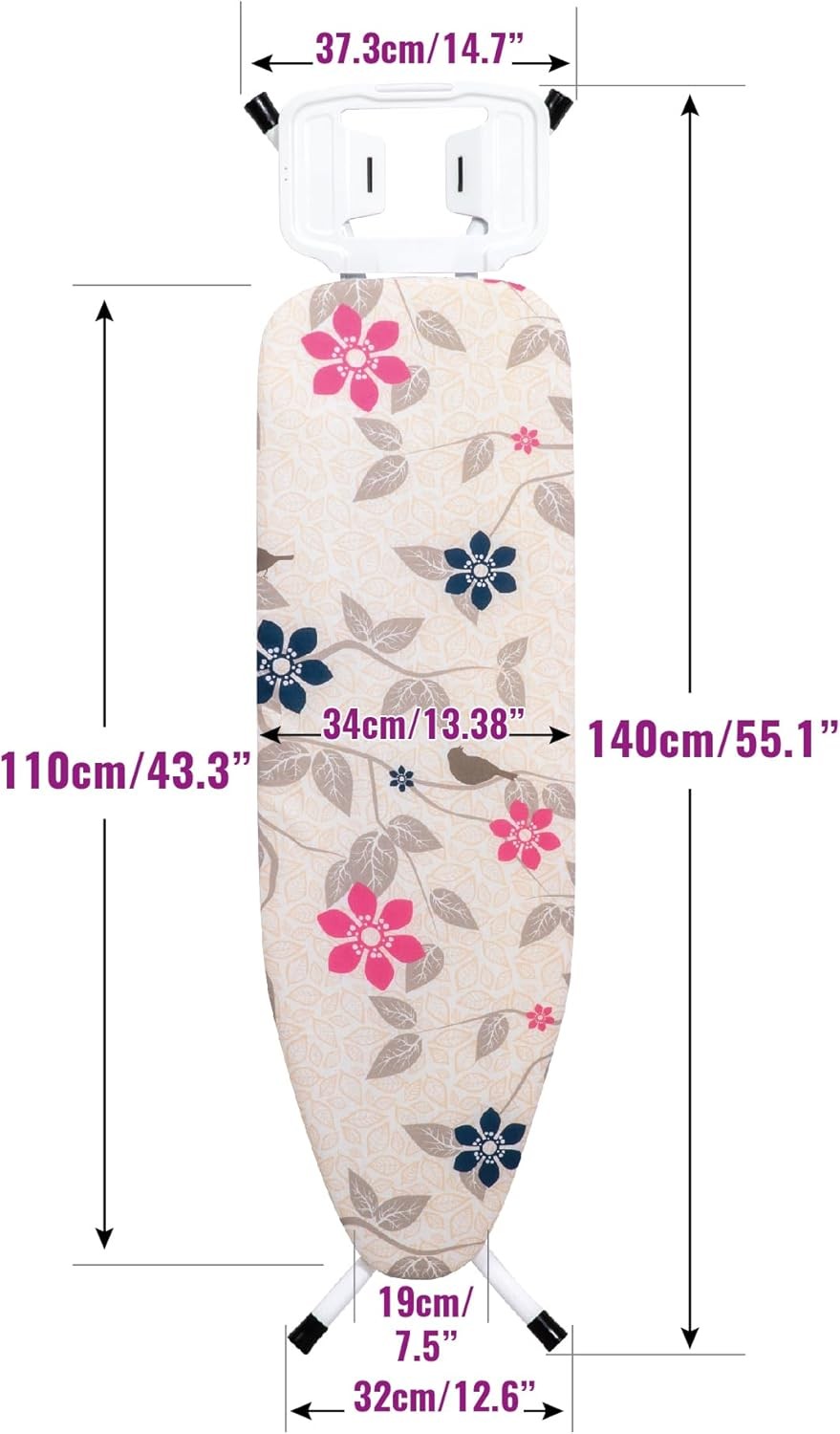 Lightweight Folding Ironing Board Adjustable Height Compact Space Saver