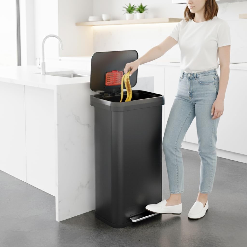 75L 20 Gallon Step Pedal Trash Can Soft Close Stainless Steel Grey