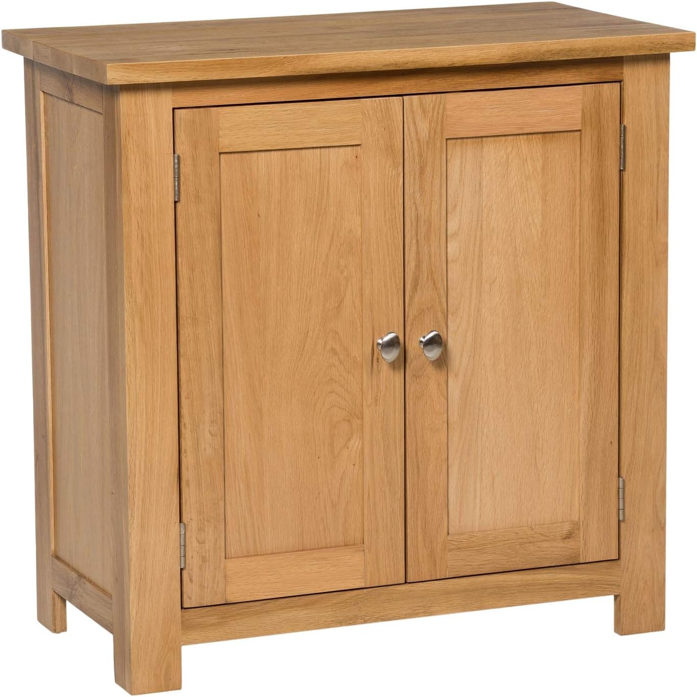 Solid Oak Wooden Storage Cabinet with 2 Doors & Adjustable Shelf 70cm
