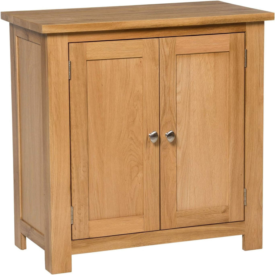 Solid Oak Wooden Storage Cabinet with 2 Doors & Adjustable Shelf 70cm