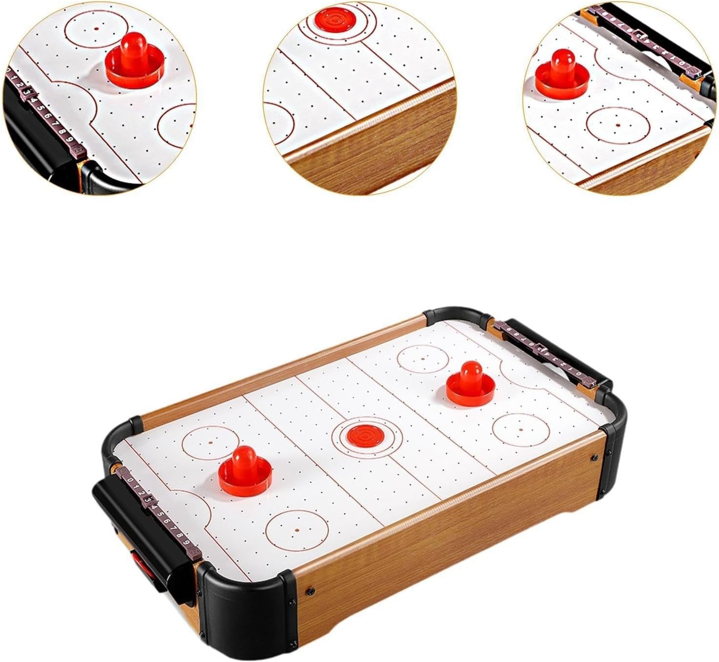 Portable Wooden Tabletop Air Hockey Game 2 Player Family Party Fun