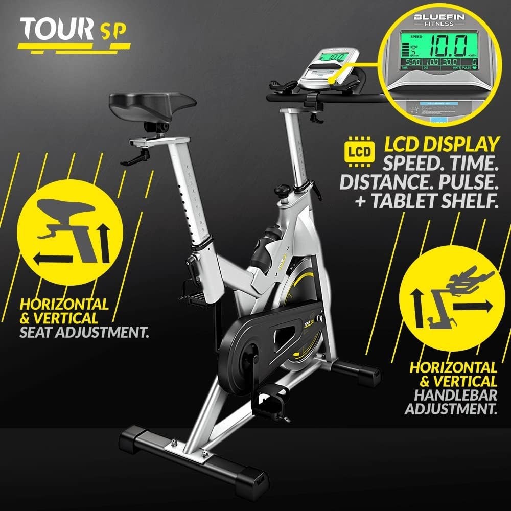 Fluid Resistance Exercise Bike w/ LCD Display, 25kg Flywheel & Kinomap App
