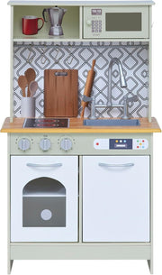 Farmhouse Kids Wooden Play Kitchen Green Pretend Cooking Toy