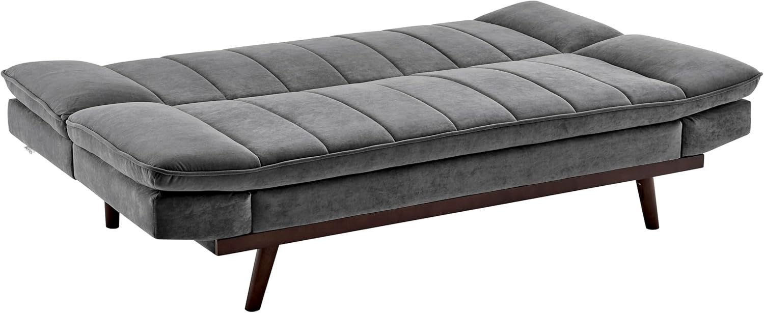 3 Seater Grey Sofa Bed Click Clack Recliner Couch Guest Room Fold Out