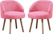 Set of 2 Pink Linen Tub Chairs Lounge Side Armchairs