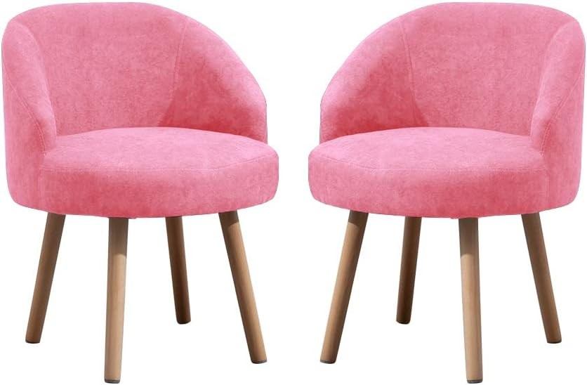 Set of 2 Pink Linen Tub Chairs Lounge Side Armchairs