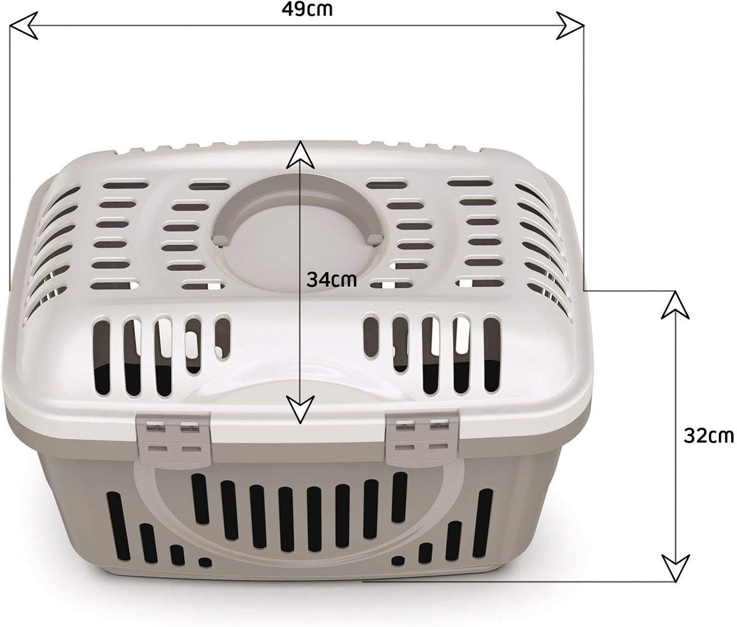 Portable Cat Carrier Basket with Top Lid | Grey Cream Pet Travel Crate Box